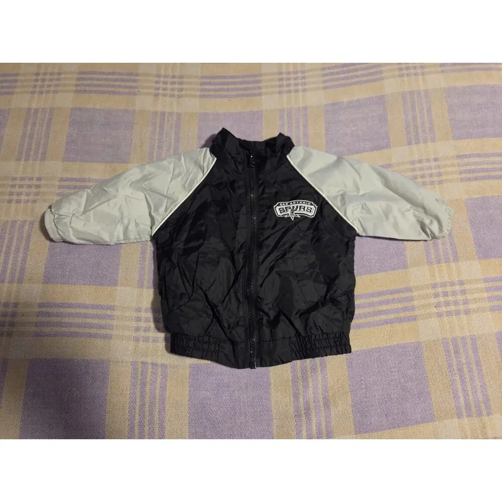 Vintage San Antonio Spurs Jacket Youth Kids Black NBA Basketball 3 - 6 Months